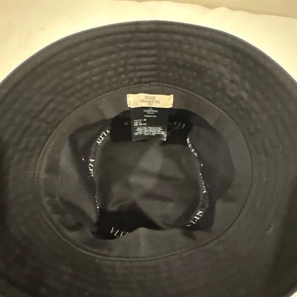 Valentino Black Bucket Hat with Logo - Picture 2 of 3
